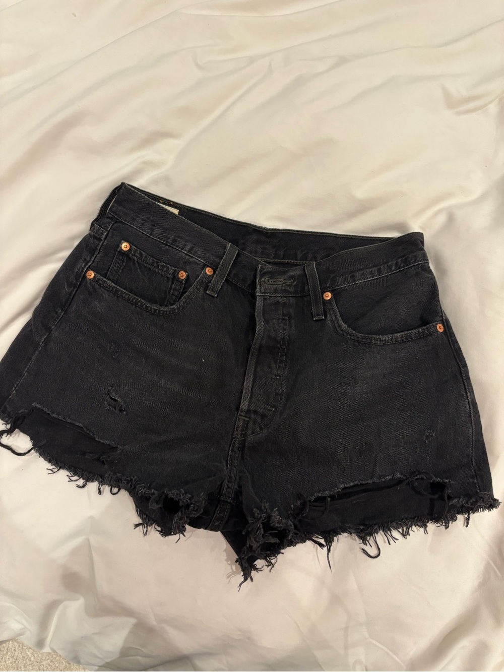Levi's Black Distressed Cutoff Denim Shorts
